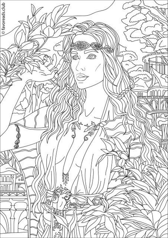 Forest Fairy Printable Adult Coloring Page from Favoreads | Etsy