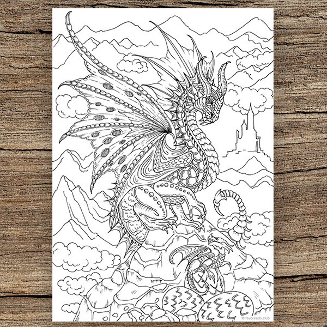 Peinture Par Numéro Adulte A Imprimer Gratuit Dragons Page de coloriage adulte imprimable de Favorreads - Etsy Canada