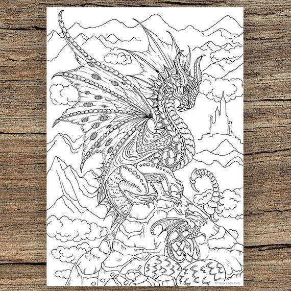 Coloring Books For Boys: Dragons : Advanced Coloring Pages for