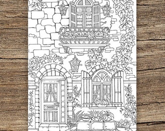 Fancy Exterior - Printable Adult Coloring Page from Favoreads (Coloring book pages for adults and kids, Coloring sheets, Colouring designs)