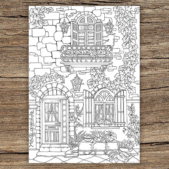 Winter House Printable Adult Coloring Page From Favoreads coloring