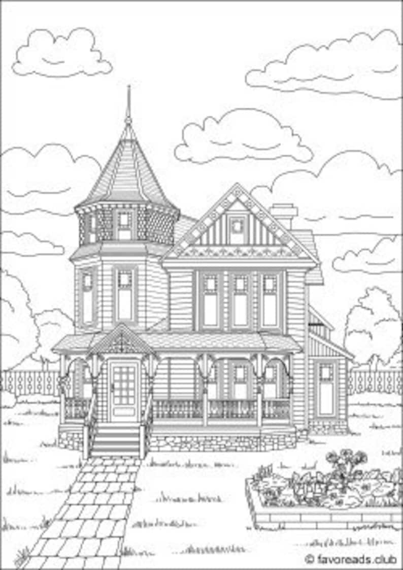 Beautiful Houses Bundle 10 Printable Adult Coloring Pages Etsy