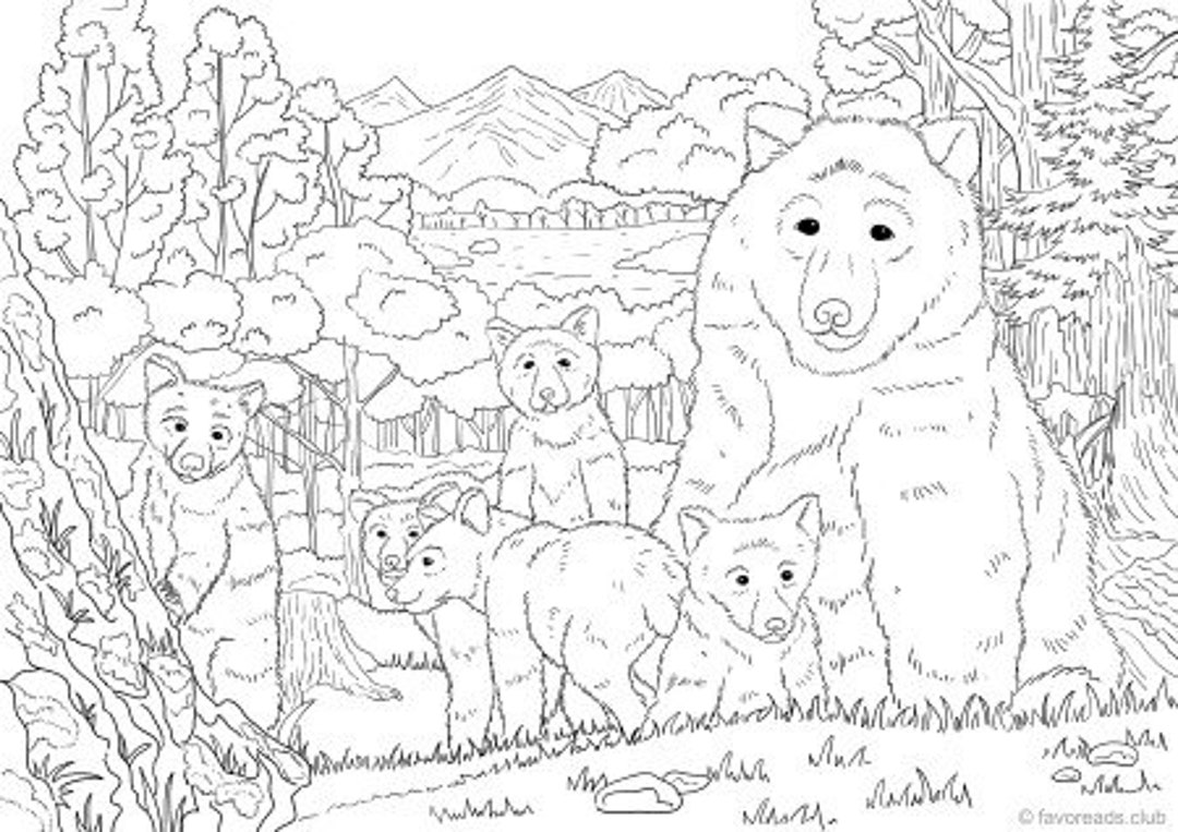 Bears - Printable Adult Coloring Page From Favoreads (coloring Book ...