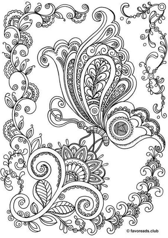 On a Flower Printable  Adult  Coloring  Page  from Favoreads 