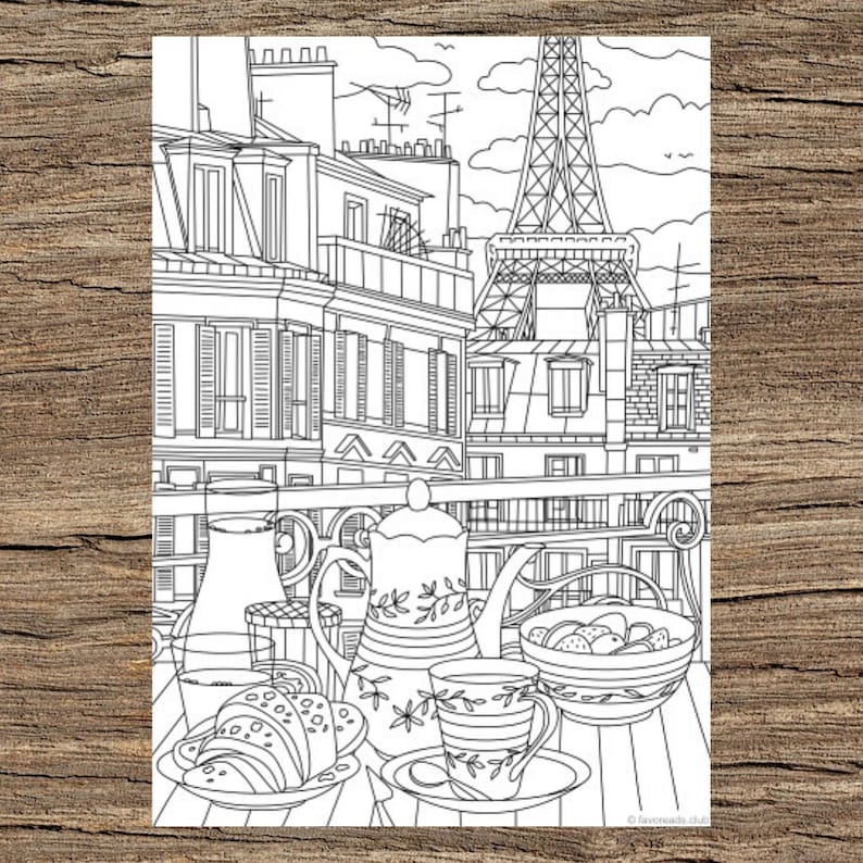 Paris Printable Adult Coloring Page From Favoreads coloring Book Pages ...