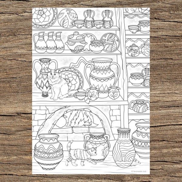 Pottery - Printable Adult Coloring Page from Favoreads (Coloring book pages for adults and kids, Coloring sheets, Colouring designs)