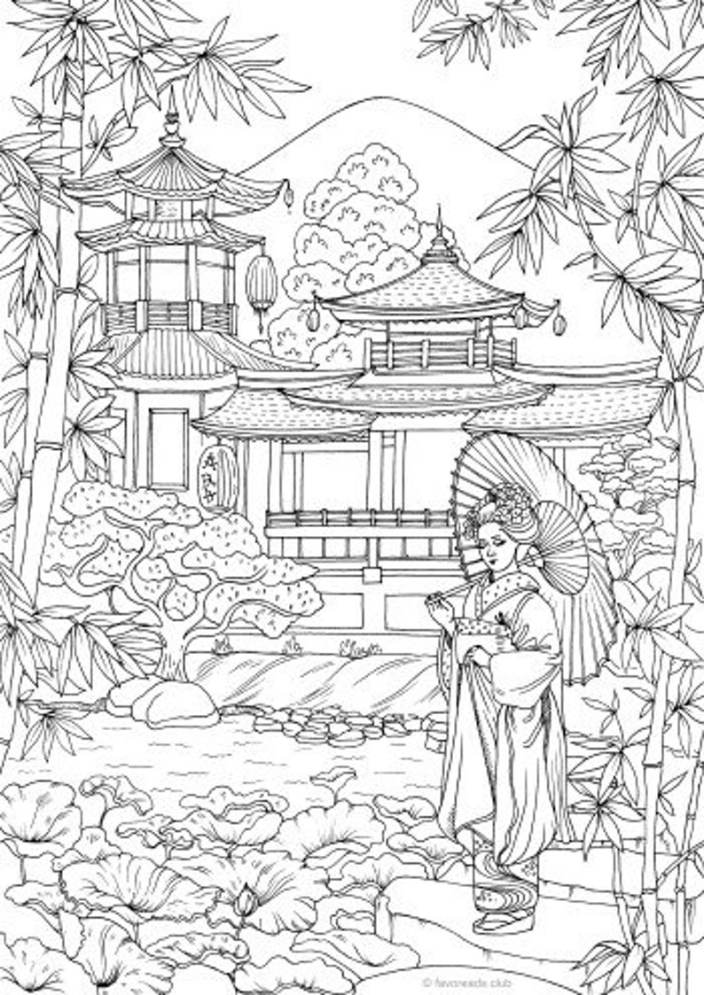 Orient Printable Adult Coloring Page from Favoreads Etsy