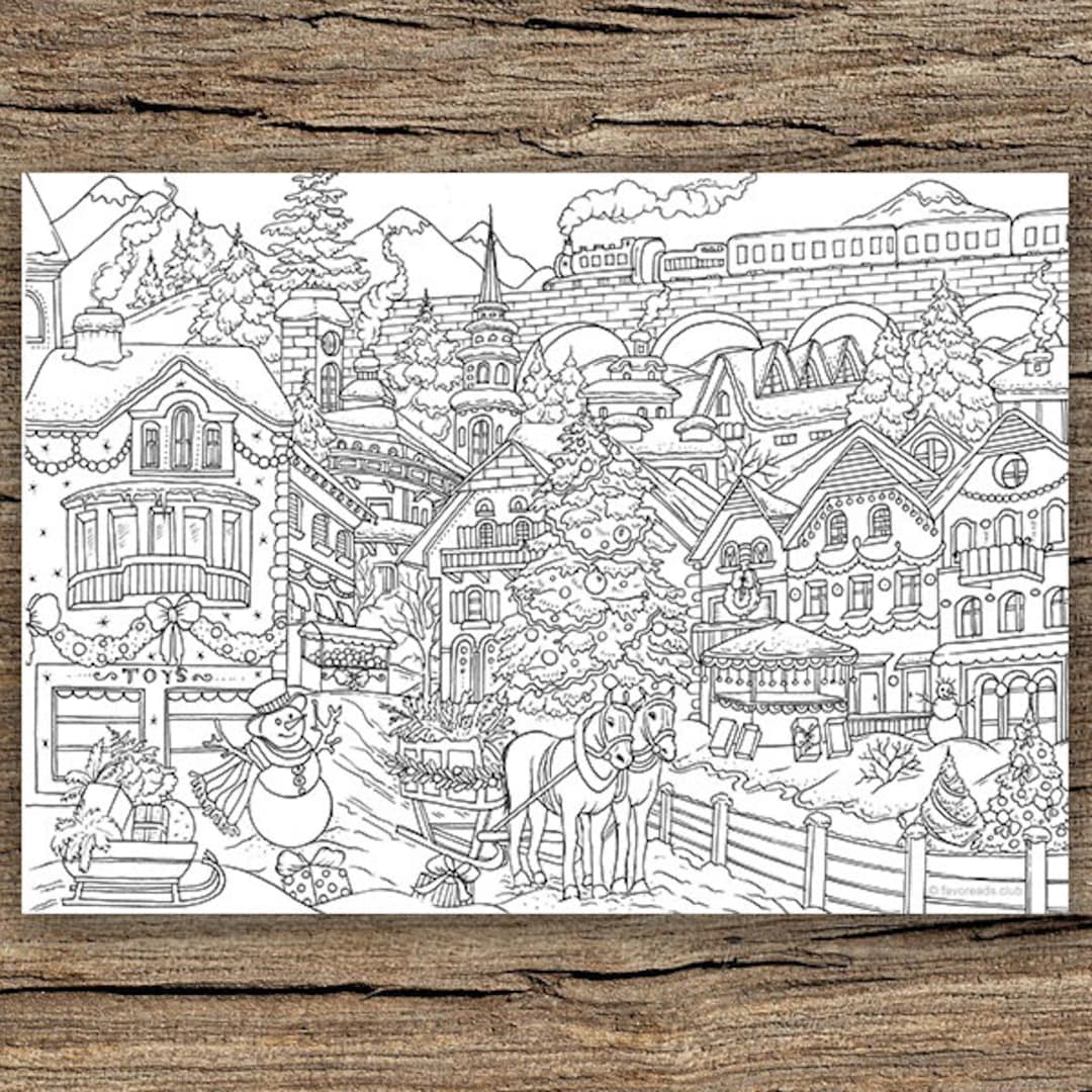 Heart Warming Country Winter Coloring Book for Adults: Giant Super