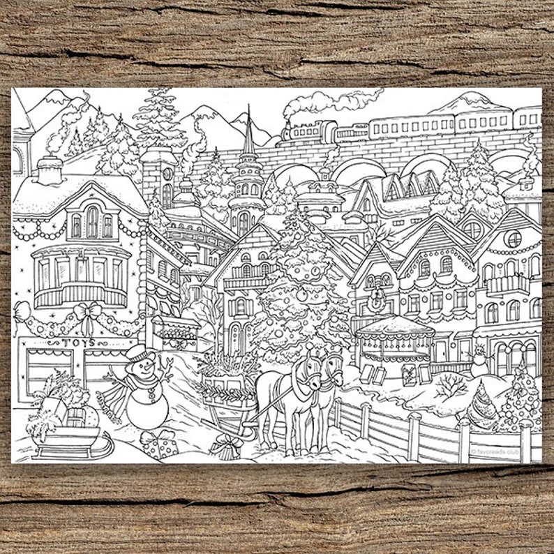 Winter Wonderland Printable Adult Coloring Page From - Etsy