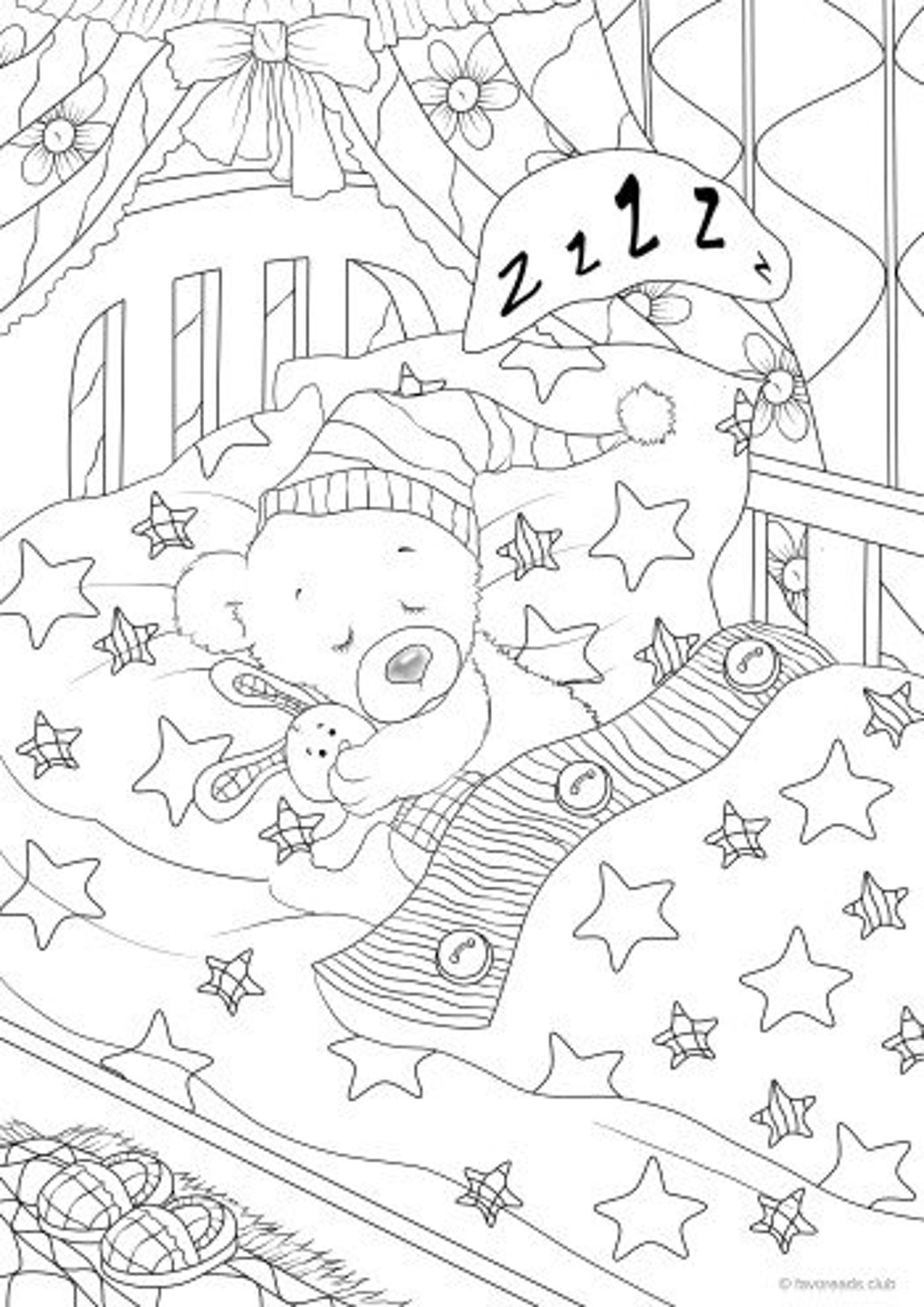 Teddy Bear Printable Adult Coloring Page From Favoreads - Etsy Canada