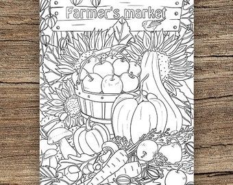 Farmers Market Printable Adult Coloring Page From Favoreads -  Hong Kong