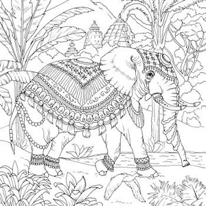 Elephant - Printable Adult Coloring Page From Favoreads Coloring Book ...