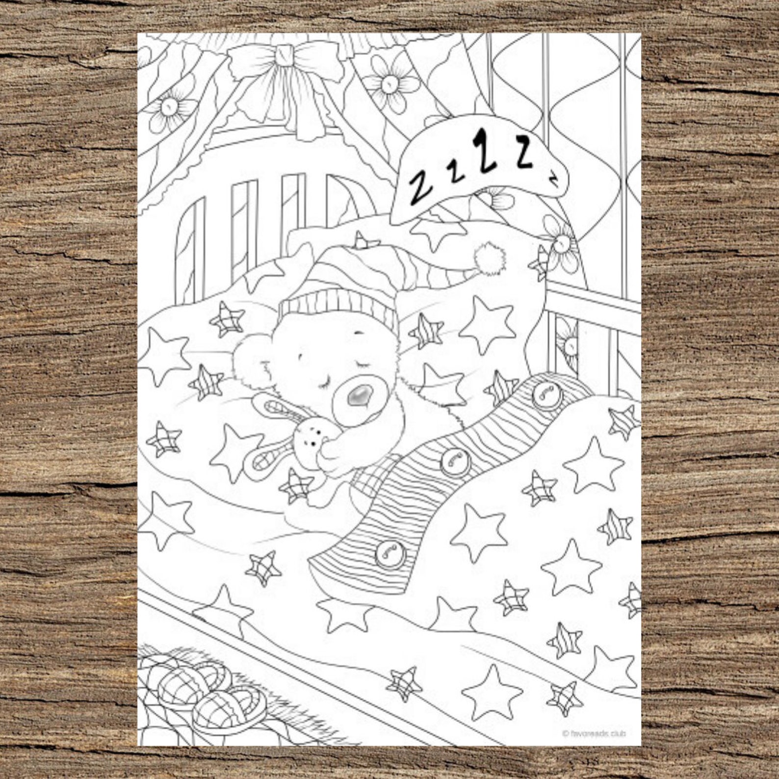 Teddy Bear Printable Adult Coloring Page From Favoreads | Etsy