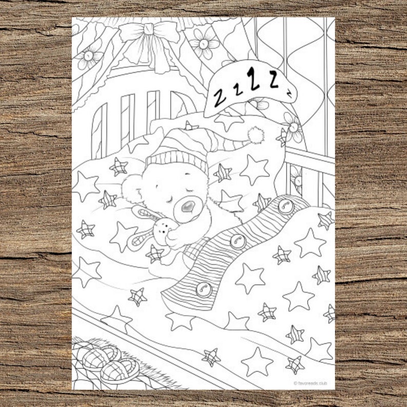 Download Teddy Bear Printable Adult Coloring Page from Favoreads | Etsy