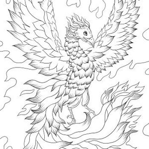 Phoenix Printable Adult Coloring Page from Favoreads Coloring book pages for adults and kids, Coloring sheets, Colouring designs image 2