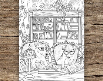 Book Lovers - Printable Adult Coloring Page from Favoreads Coloring book pages for adults and kids Coloring sheets Coloring designs