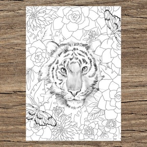 Gorgeous Tiger - Printable Adult Coloring Page from Favoreads (Coloring book pages for adults and kids, Coloring sheets, Colouring designs)