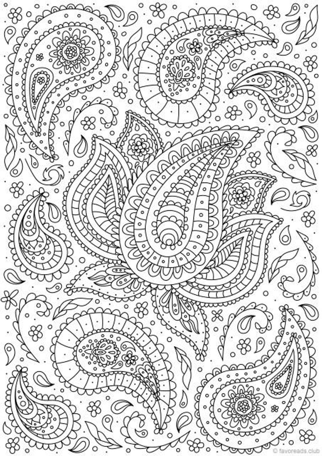 Paisley Flower Printable Adult Coloring Page From (Instant Download) - Etsy
