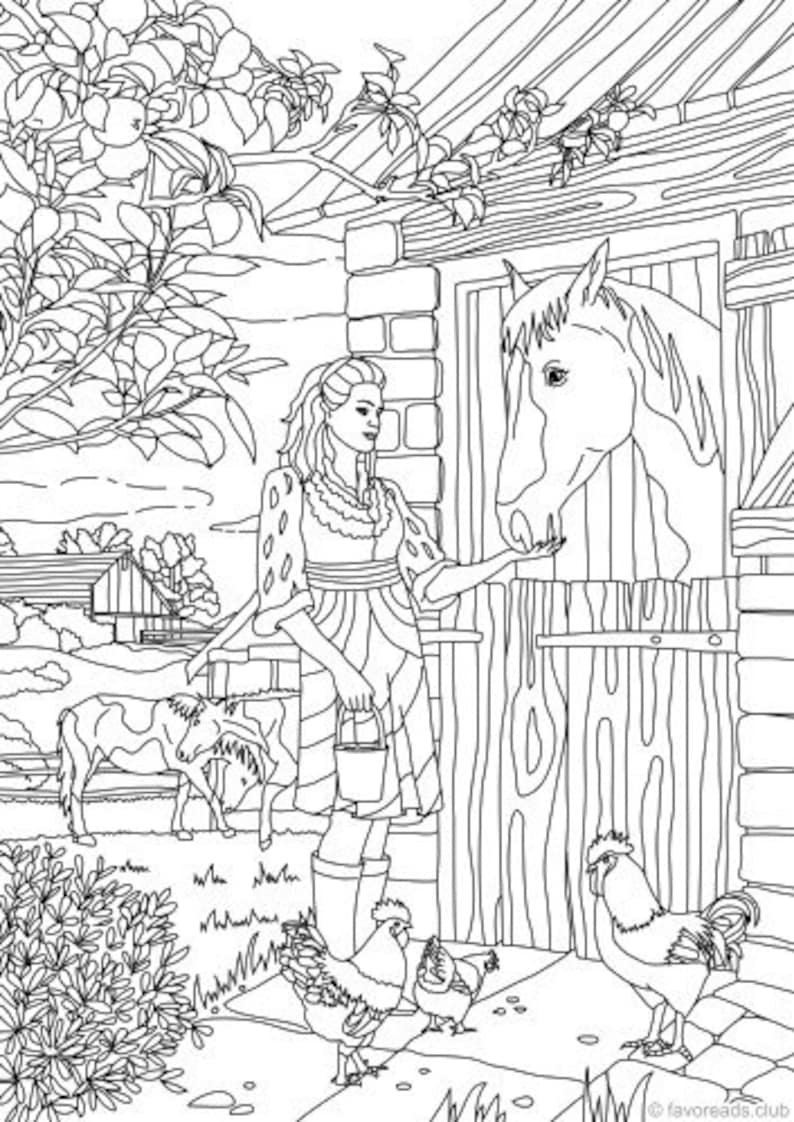 Download Farm Life Bundle 10 Printable Adult Coloring Pages from | Etsy