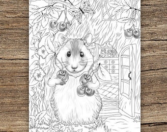 Hamster - Printable Adult Coloring Page from Favoreads Coloring book pages for adults and kids Coloring sheets Coloring designs