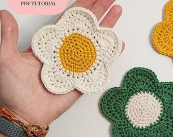 Virkat blomunderläggsmönster - Retro blommönster med virkad underlägg