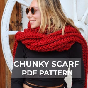 Chunky Scarf Crochet Pattern – PDF Instant Download – Beginner Friendly Tutorial – Long and Cozy Winter Scarf