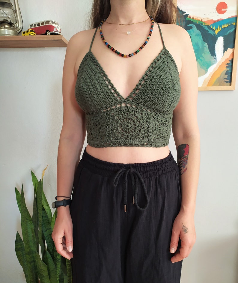 • Boho summer top in XS to L sizes – modeled outdoors