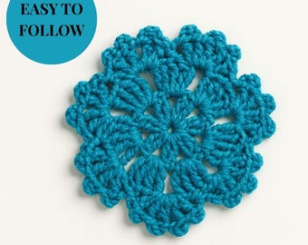 Crochet Hexagon Flower Pattern - Picot Flower Crochet Motif Pattern