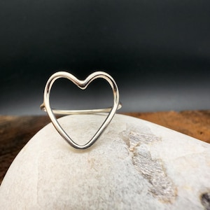 Sterling Silver Heart Ring Open Heart Ring Size 8.25