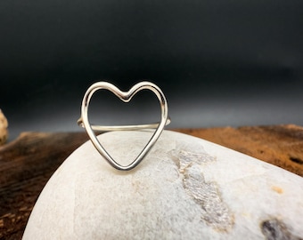 Sterling Silver Heart Ring Open Heart Ring Size 8.25