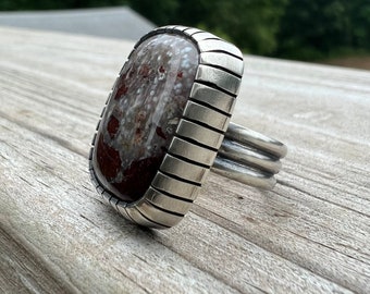 Chunky Agate Ring Silver