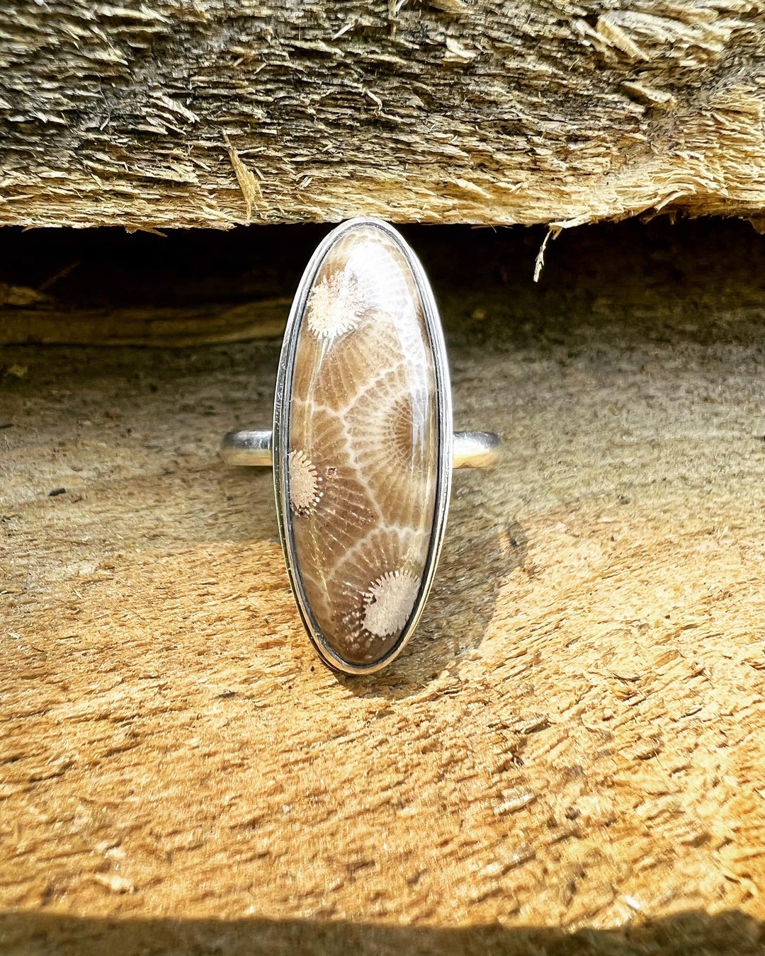 Long Stone Rings Petoskey Stone Ring Long Ring Size 8.25 - Etsy