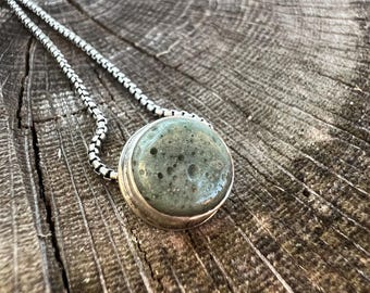 Frankfort Michigan Green Stone Necklace Sterling Silver