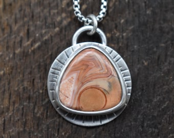 Lake Superior Agate Necklace Sunburst Silver
