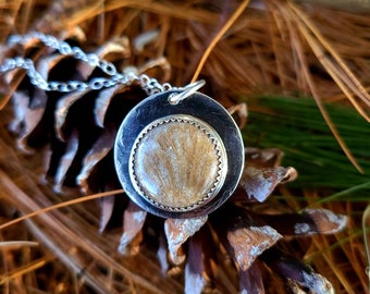 Charlevoix Favosite Long Sterling Silver Stone Pendant Necklace