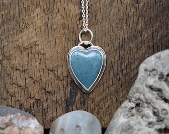 Leland Blue Stone Heart Necklace Silver Adjustable