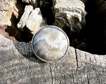Agatized Petoskey Stone Ring Size 8