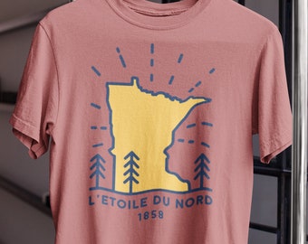 Stern des Nordens Unisex T-Shirt | Minnesota Shirt, Boho Shirt, 70er Jahre T-Shirt, Retro-Shirt, Hipster Shirt, Vintage-t-Shirt, Fargo Shirt