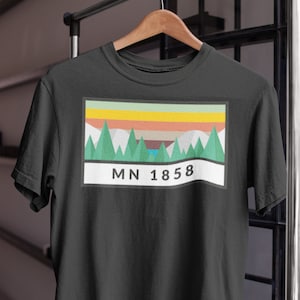 Minnesota 1858 Short-Sleeve Unisex T-Shirt | Minnesota Minneapolis Midwest | Retro Vintage Hipster Travel | Mens Womens Tee