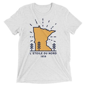 L&#39;Etoile Du Nord Premium Tri-Blend Unisex T-Shirt | Minnesota Midwest Nordic | Retro Vintage Hipster Travel Mens Womens Tee Vikings