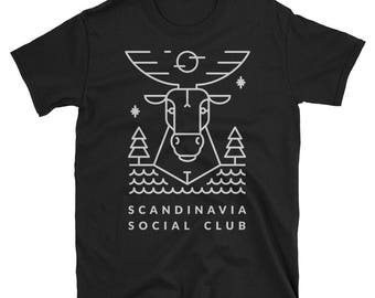 Skandinavien Social Club Kurzarm Unisex T-Shirt | Minnesota Minneapolis Mittlerer Westen | Retro Vintage Hipster Reisen | Herren Damen Tee