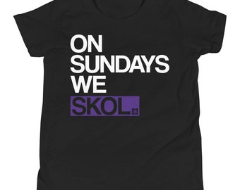 On Sundays We Skol Youth Short Sleeve T-Shirt | Minnesota Minneapolis Midwest | Retro Vintage Hipster Travel | Kids Tee Vikings