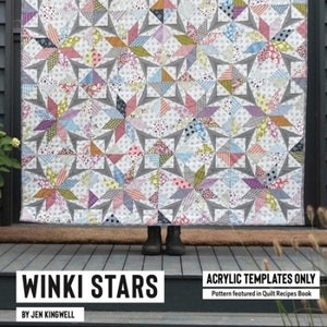 Winki Stars (Acrylic Template Only) by Jen Kingwell Designs, Modern Star Quilt Pattern, Colorful Quilt,