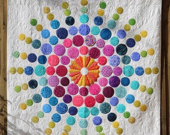 Super Cute Circular Mandala Quilt Pattern by Free Bird Quilting Designs, Ombre Quilt Patterns, Colorful Rainbow Designs, Wallhanging