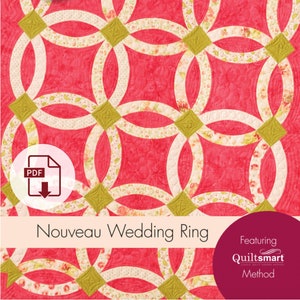Nouveau Wedding Ring Digital Download Quilt Pattern - Eleanor Burns Signature Pattern, instant download easy quilt PDF, print TODAY