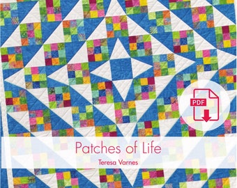 Patches of Life - Modello per trapunta scaricabile in formato digitale - Modello esclusivo di Eleanor Burns, download immediato del PDF della trapunta, stampa da casa OGGI STESSO