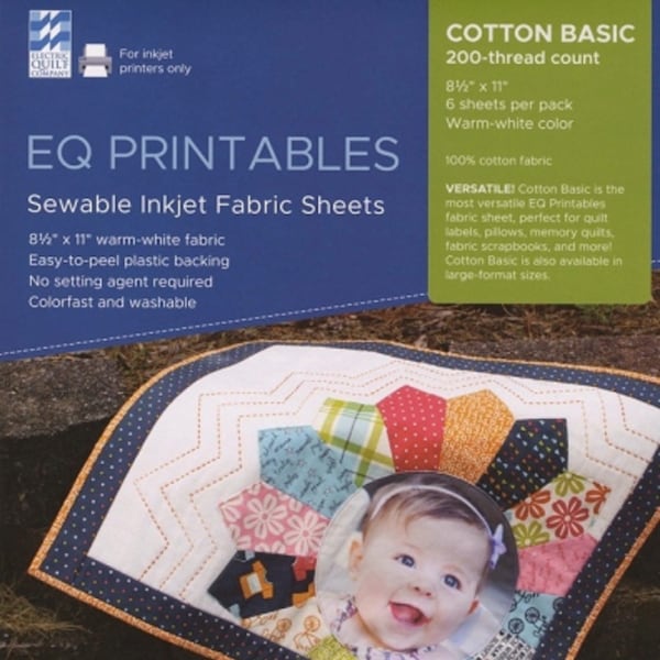 EQ Printables Inkjet Fabric Sheets, Inkjet Printable Fabric Cotton Sheets, Letter Sized Sewable Ink Jet Sheets, Print, Soak and Sew