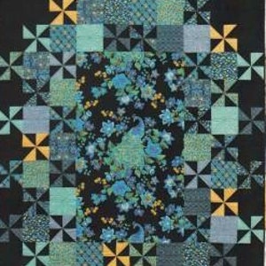 Grand Central Quilt Block Pattern by Swirly Girl Designs, Vintage Panel Inspired Pattern, Black Quilt Patterns