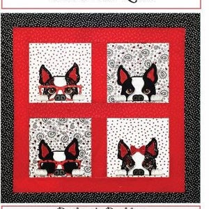 Boston Terrier Peek A Book Quilt Pattern Comes with Small and Large Quilt Instructions for 26&quot; x 26&quot; and 46&quot; x 46&quot; Wall Hanging