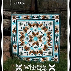 Taos Quilt Pattern, a Modern Teal and Brown Star Quilt Pattern, Super Cute Year Round Pattern, Machine Sewing Pattern